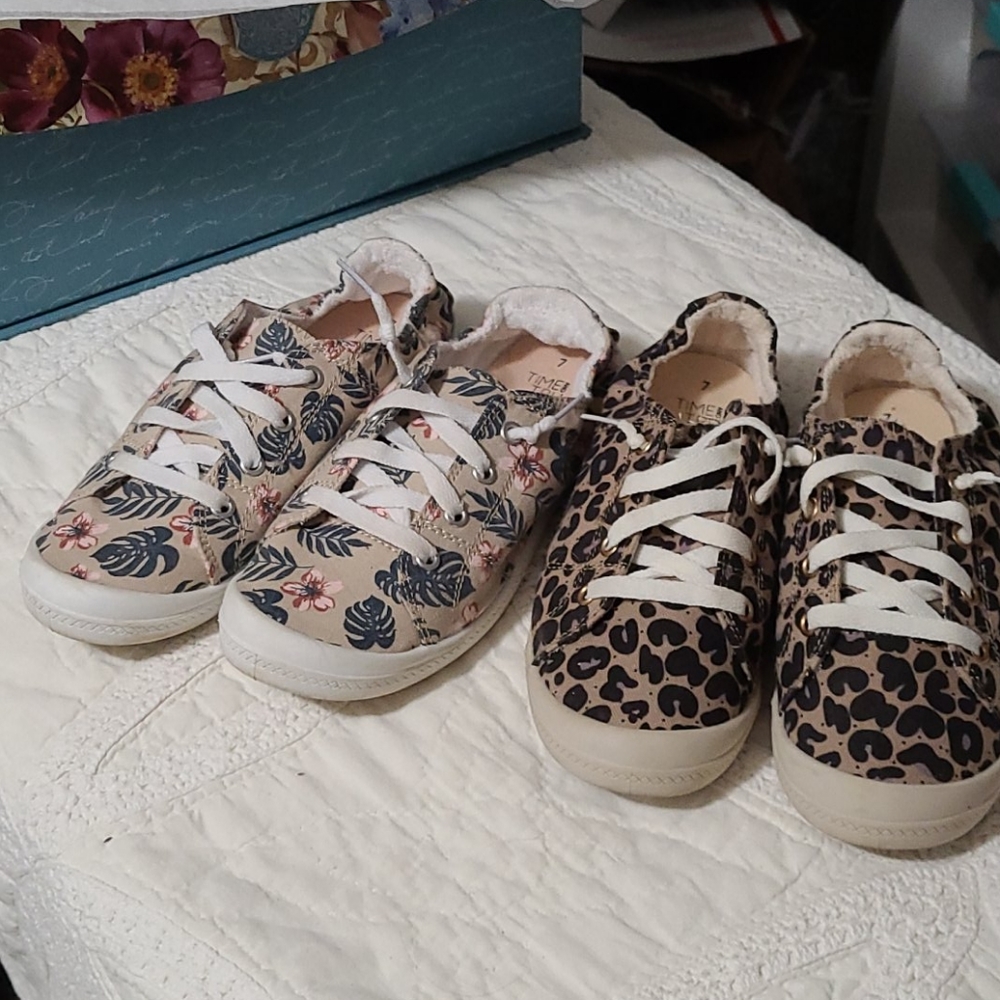 Two pair of Time and true tennis shoes.